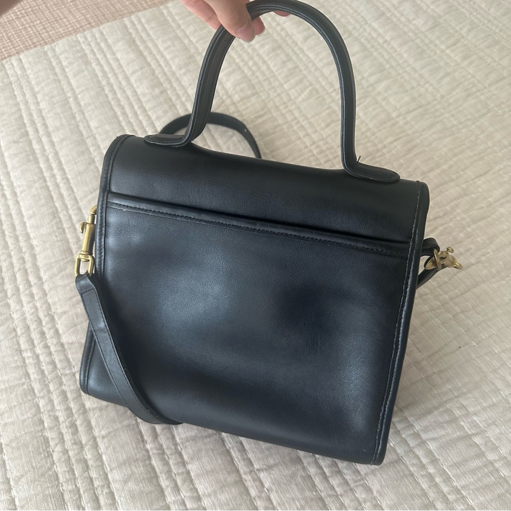 Classic Black Leather Top-Handle Crossbody Bag - Picture 6 of 11